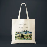 Elegant Tuscany Italy Watercolor Landscape Wedding Tote Bag<br><div class="desc">Tuscany Italy Watercolor Landscape Theme Collection.- it's an elegant script watercolor Illustration of Tuscany mountain landscape,  perfect for your Italian destination wedding & parties. It’s very easy to customize,  with your personal details. If you need any other matching product or customization,  kindly message via Zazzle.</div>