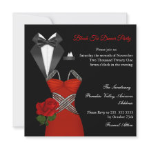 Elegant Tux Red Rose Black Tie Dress Dinner Party