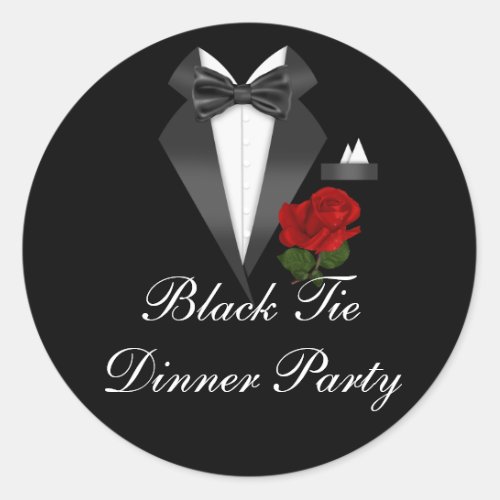 Elegant Tux  Rose Black Tie Dinner Party Sticker