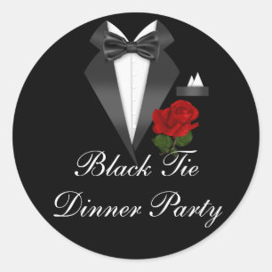 Elegant Tux & Rose Black Tie Dinner Party Sticker