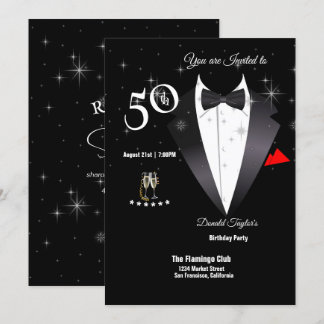Elegant Tuxedo 50th Birthday Party Invitation