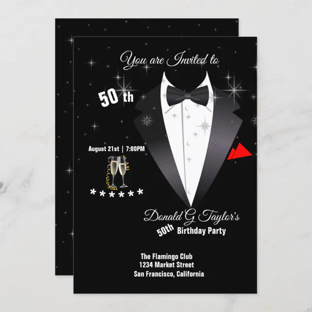 Elegant Tuxedo 50th Birthday Party Invitation Zazzle