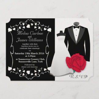 Elegant Tuxedo and Wedding Dress Invitation
