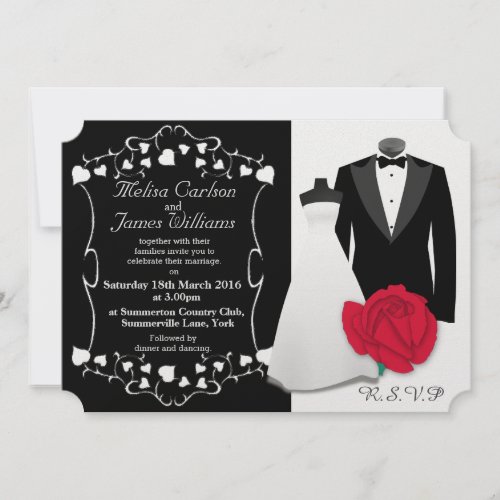 Elegant Tuxedo and Wedding Dress Invitation