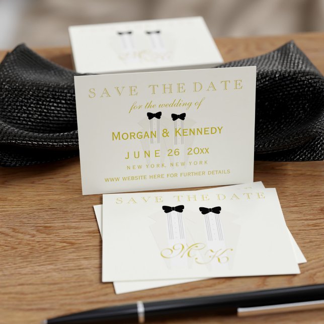 Elegant Tuxedo Groom Wedding Save The Date Cards (Cost effective business card sized Save the Dates with space for your wedding details)
