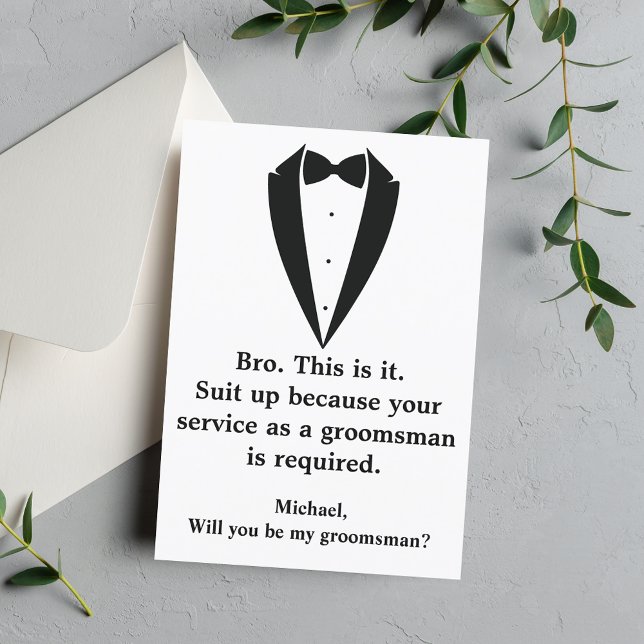 elegant tuxedo minimal chic groomsman  invitation (Creator Uploaded)