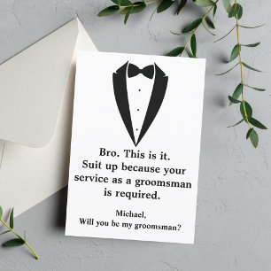 elegant tuxedo minimal chic groomsman  invitation