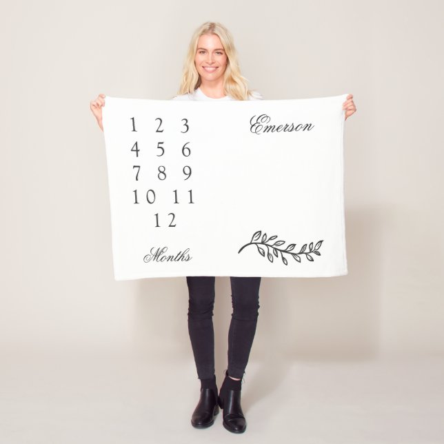 Elegant Twig Baby Monthly Milestone Fleece Blanket (In Situ)