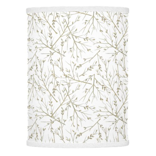 Elegant Twigs Leaves Foliage Pattern White  Lamp Shade