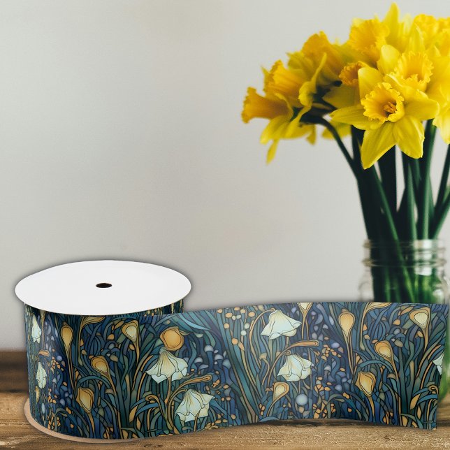 Elegant Twilight Garden Floral Botanical Satin Ribbon (Creator Uploaded)