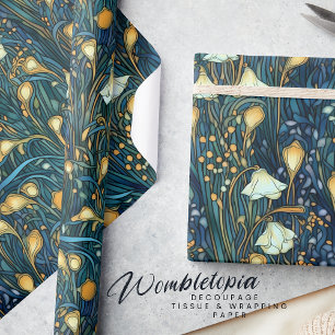 Elegant Twilight Garden Floral Pattern Wrapping Paper