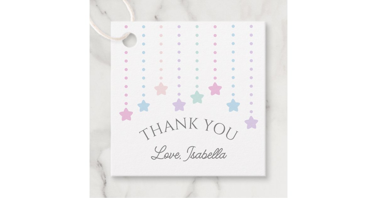 Elegant Twinkle Little Stars Baby Shower Thank You Favor Tags | Zazzle
