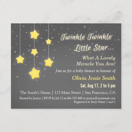 Elegant Twinkle Twinkle Little Star Baby Shower Invitation