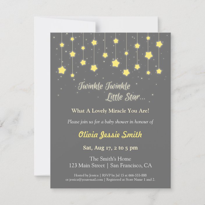 Elegant Twinkle Twinkle Little Star Baby Shower Invitation Zazzle Com