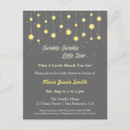 Elegant Twinkle Twinkle Little Star Baby Shower Invitation