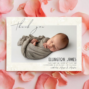 Elegant Two Baby Photos Beige Birth announcements