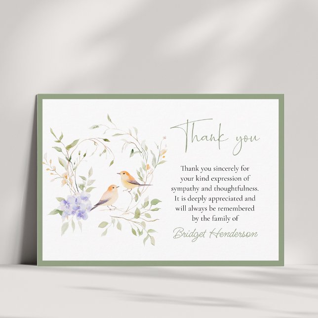 Elegant Two Birds Funeral Thank You Card (Creator Uploaded)