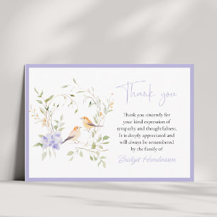 Elegant Two Birds Funeral Thank You Card