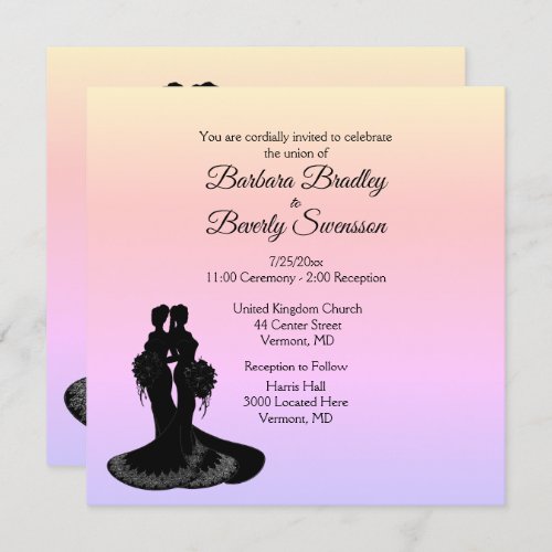 Elegant Two Brides Wedding Invitation