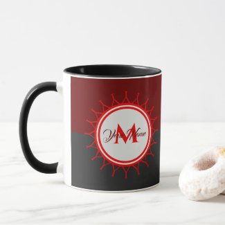 Elegant two-color monogram in dark red and gray! mug