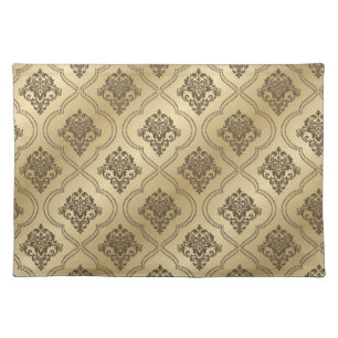 Elegant Two Color Shaded Decorative Damask Pattern Cloth Placemat
