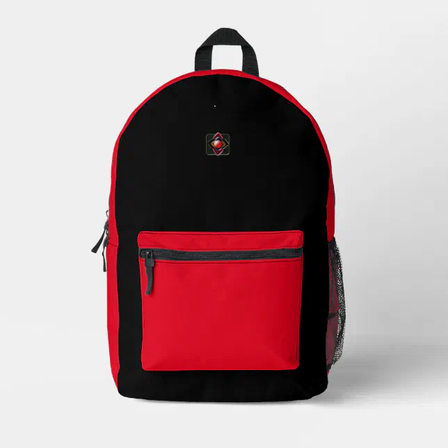 Elegant Two Colors Black And Red Printed Backpack | Zazzle
