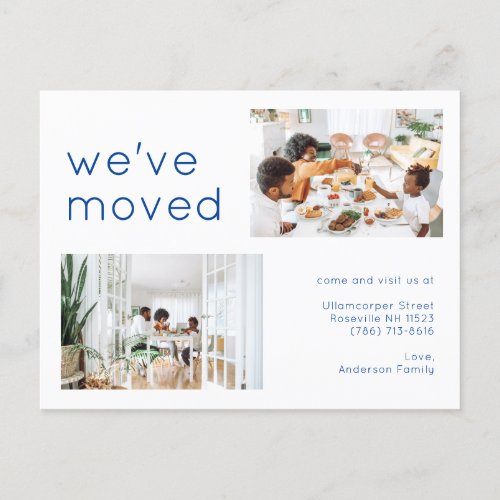 Elegant Two Family Photo Minimalist Moving Announcement Postcard