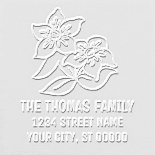 Elegant Two Flowers Name Address Embosser