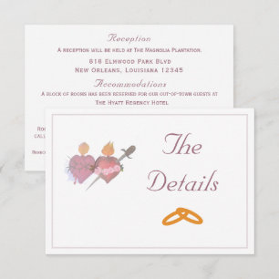 Elegant Two Hearts Catholic Wedding  Enclosure Card