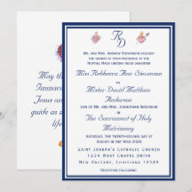 Elegant Two Hearts Catholic Wedding Invitation