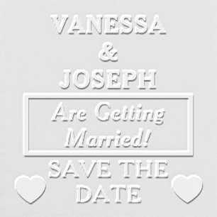 Elegant Two Hearts Wedding Save the Date Embosser