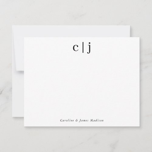 Elegant Two Initial Monogram Couple Stationery Note Card