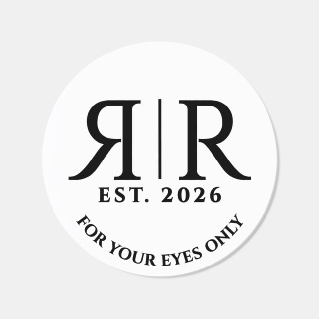 Elegant Two Letter Mirrored Monogram Est. Date Classic Round Sticker (Single)