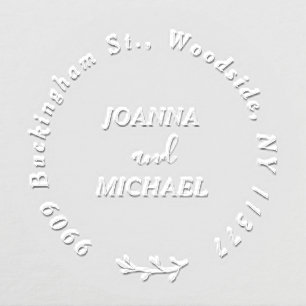 Elegant Two Names Chic Botanical Wedding Address Embosser