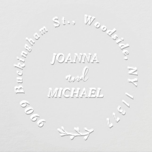 Elegant Two Names Chic Botanical Wedding Address Embosser (Design)