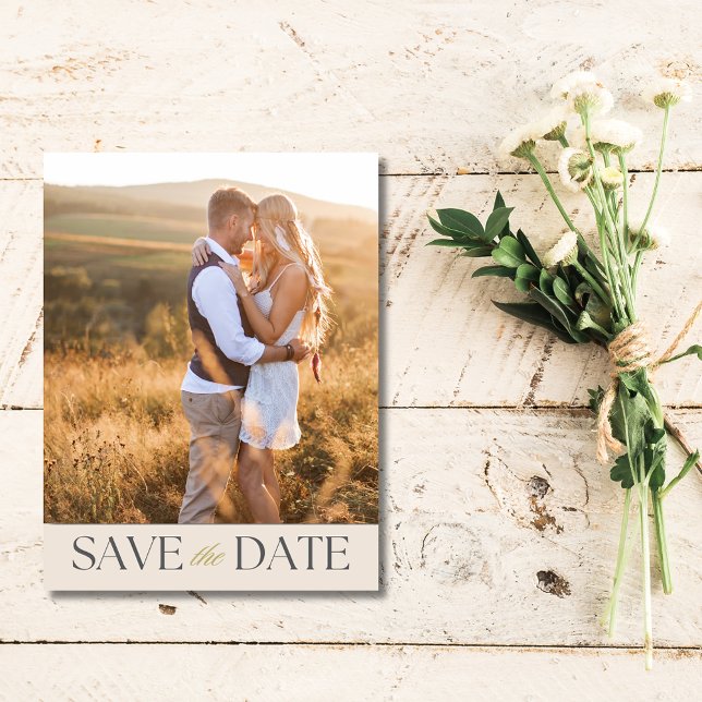 Elegant Two Photo Budget Wedding Save the Date  Announcement Postcard (Elegant Two Photo Budget Wedding Save the Date)