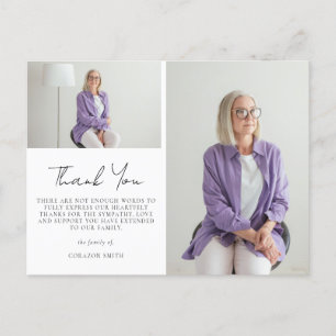 Elegant Two Photo Sympathy Funeral Thank You Postcard