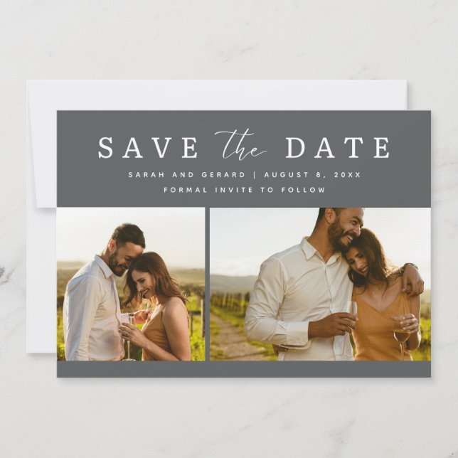 Elegant Two Photo Wedding Save the Date (Front)