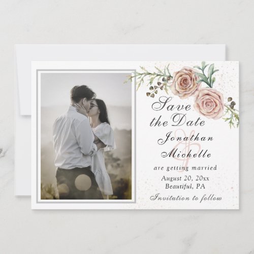 Elegant Two Pink Roses Photo Inspirational Wedding Save The Date