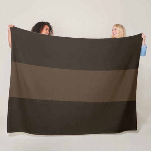 Elegant Two Tone Chocolate Brown Wide Stripes Fleece Blanket