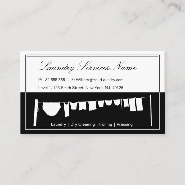 Elegant Two Tone Laundry Services Business Card (Front)