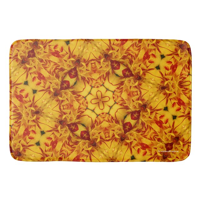 Elegant Two-Tone Red Gold Monsella Tulip Bath Mat (Front)