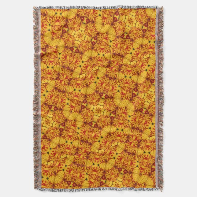 Elegant Two-Tone Red Gold Monsella Tulip Throw Blanket (Front Vertical)