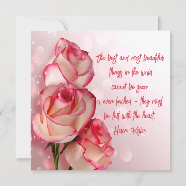 Elegant Two Tone Roses Quote Flat Card (Front)