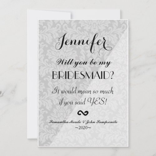 Elegant Two Tone White  Gray Damask Invitation