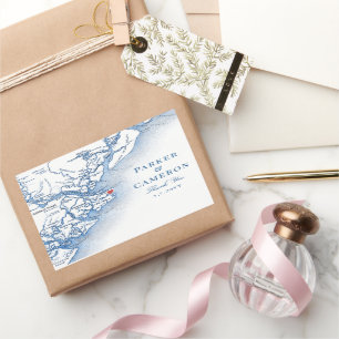 Elegant Tybee Island Georgia Map Wedding Favor Rectangular Sticker