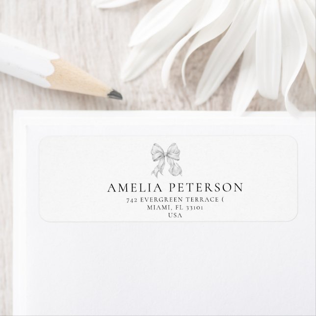 Elegant, tying the Bow  bridal shower Label (Insitu)