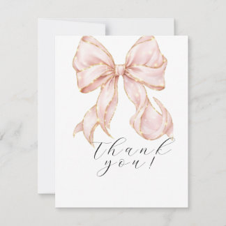 Elegant, tying the knot bridal shower pink bow thank you card
