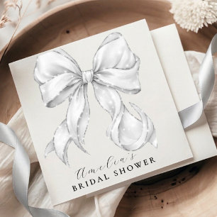 Elegant, tying the knot bridal shower white bow. napkins