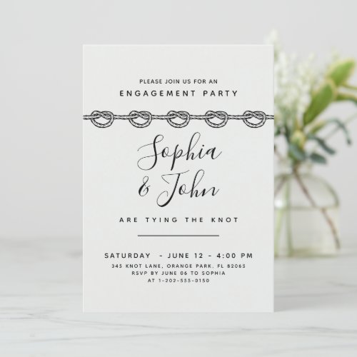 Elegant tying the knot engagement invitation Card